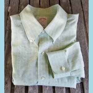 BROOKS BROTHERS Pale Green Check Plaid Dress Shirt